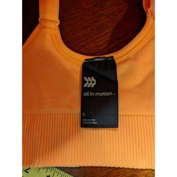 All in Motion Medium Support Sports Bra Small Orange Seamless Zip Front Workout - Picture 7 of 9
